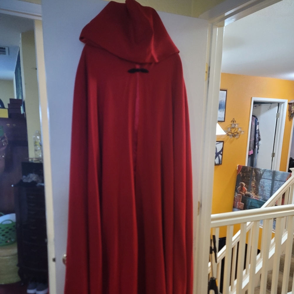 Handmade Vintage Red Hooded Cloak